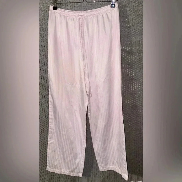 Oscar de la Renta Vintage Embossed Stripes 2 Piece Pajama Set Pink Size Medium - Picture 7 of 16